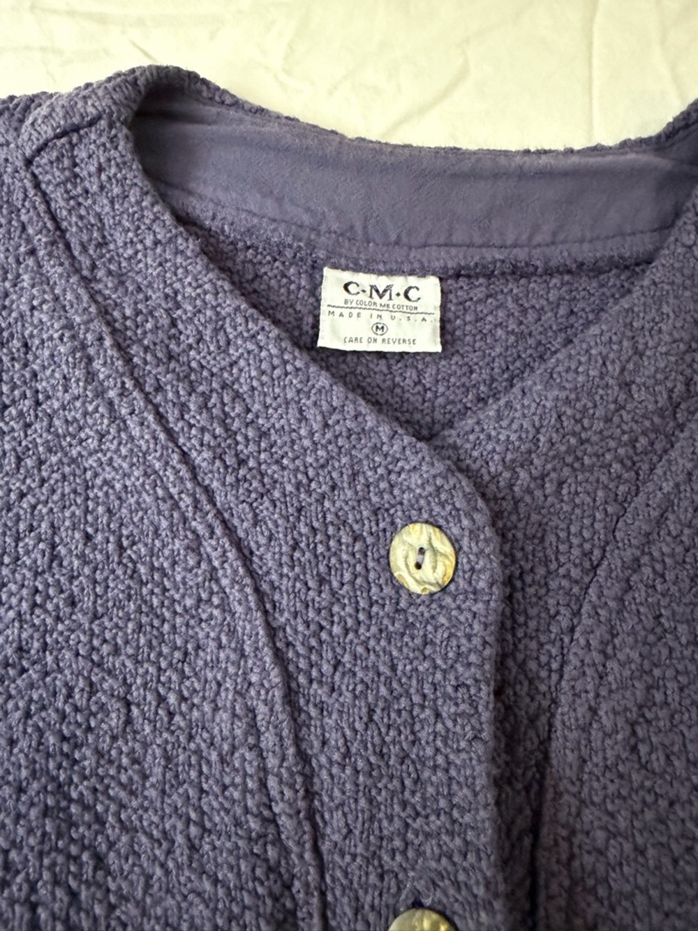 CMC COLOR ME COTTON Chunky Knit Cardigan Sweater Purple Y2K M - Picture 8 of 8